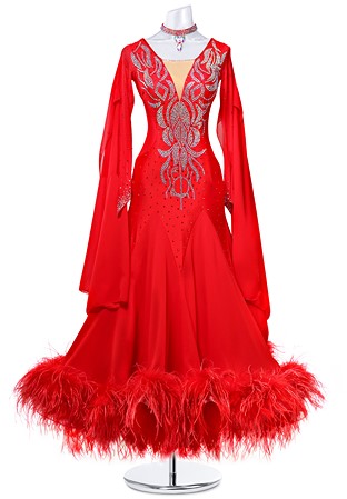Luxury Ostrich Feather Ballroom Gown MQB240
