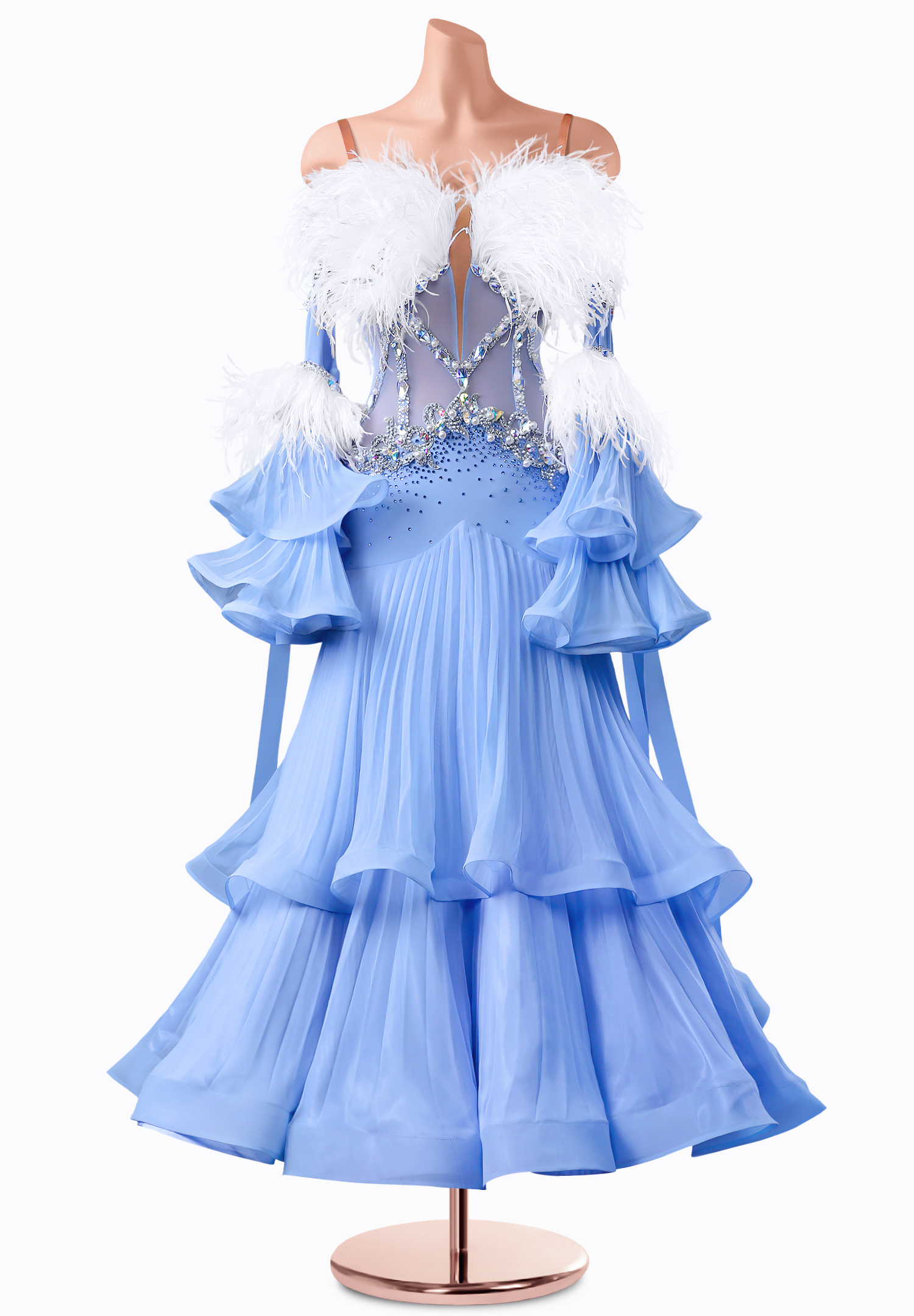 Pleated Sky Ballroom Gown TID-BM0577