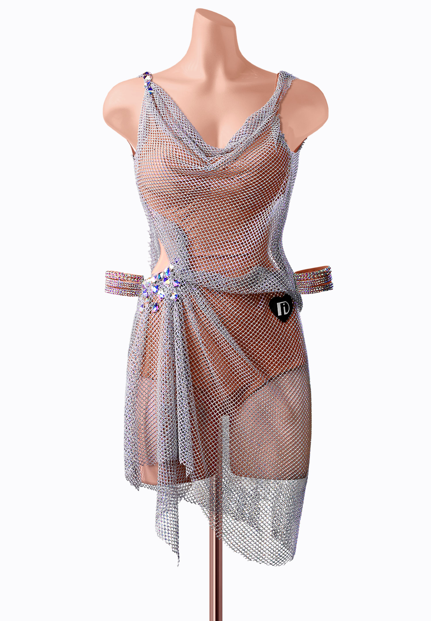 Draped Fishnet Latin Dress TID-LM0580