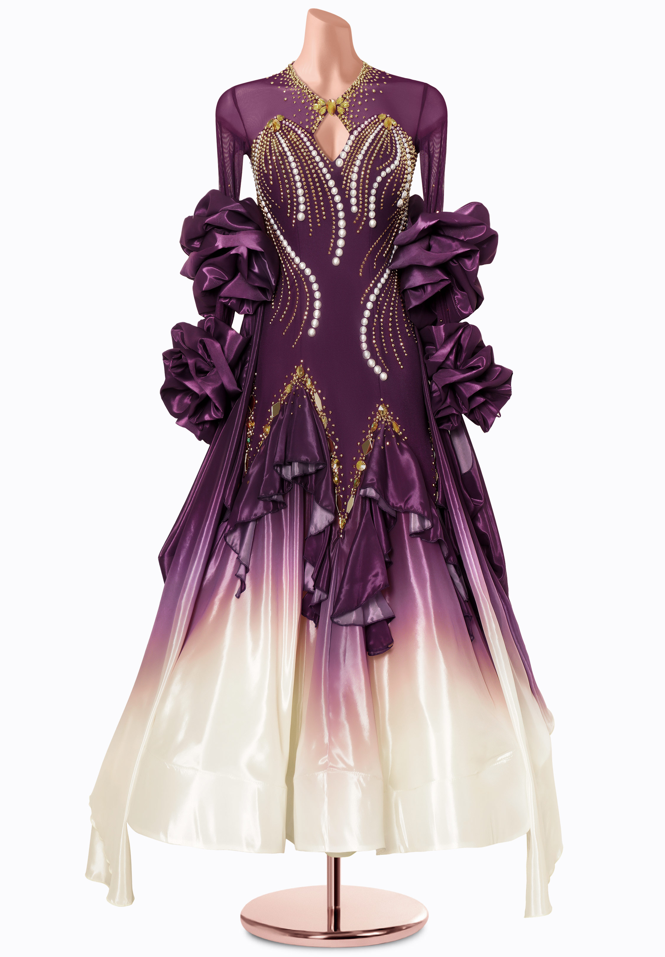 Ivory Merlot Ballroom Gown MF0494