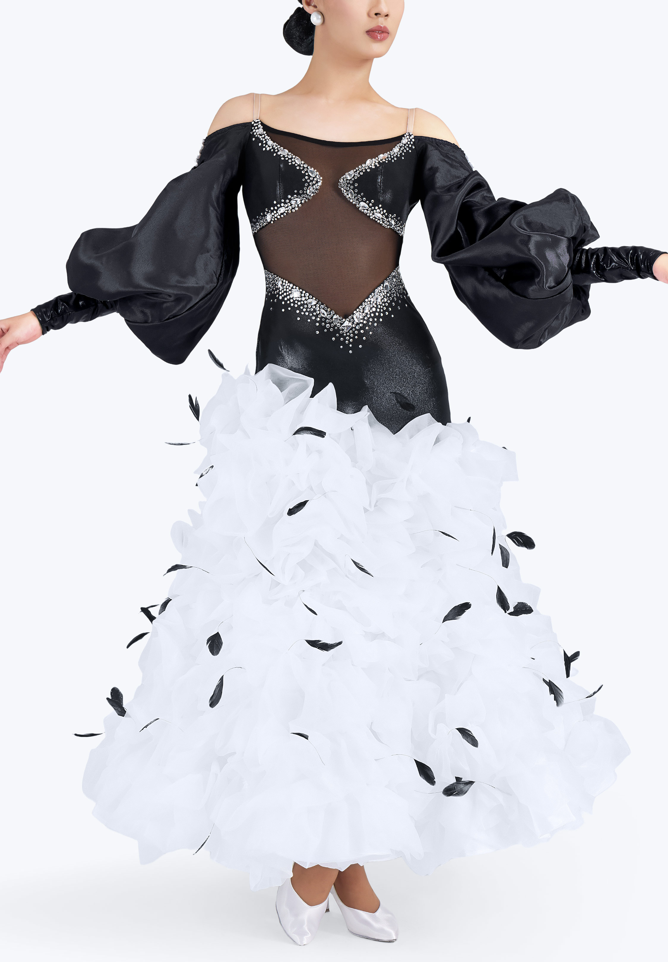 Ebony Puff Ballroom Gown MF-B0497