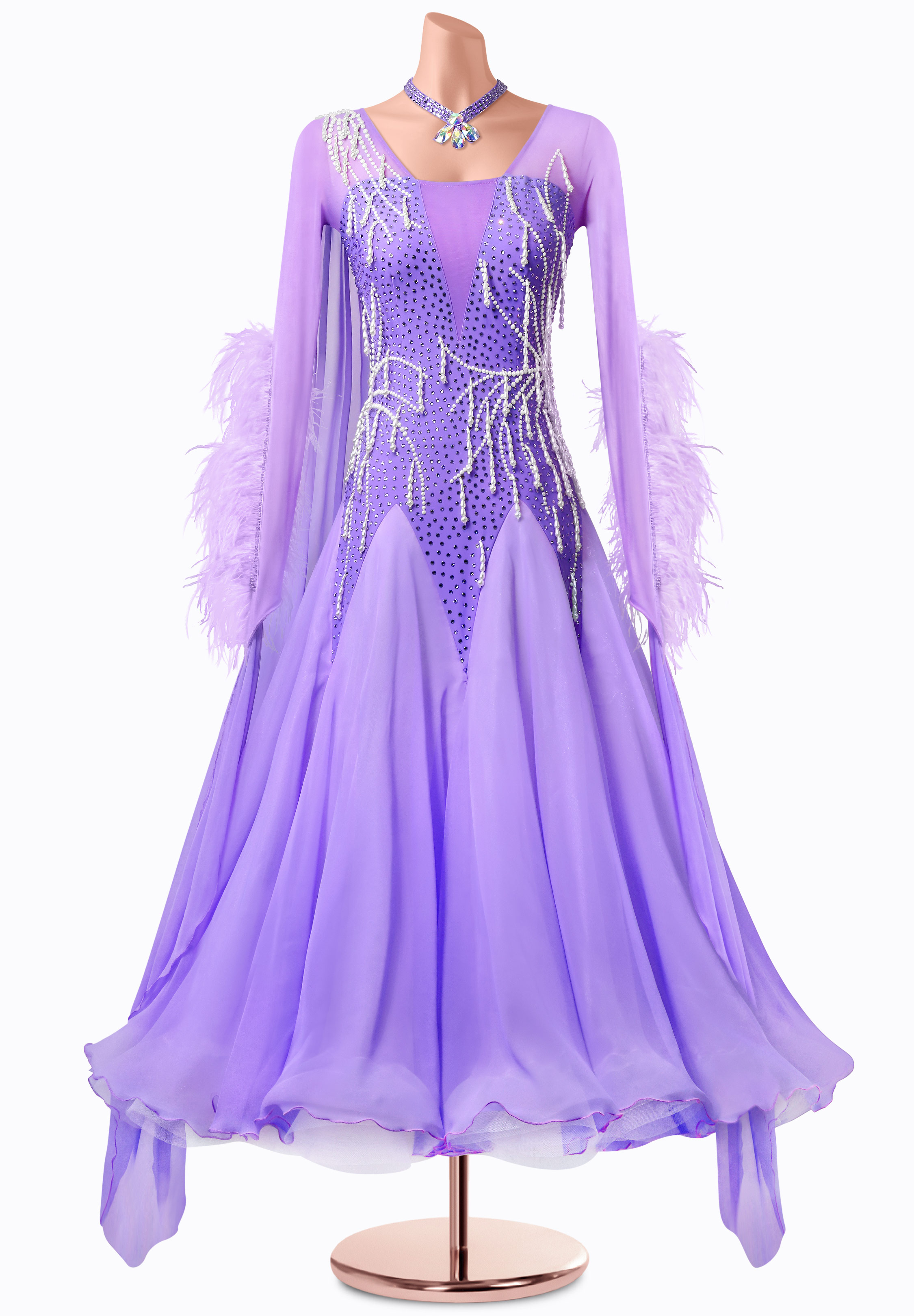 Lavendar Pearl Ballroom Gown MQ-B343