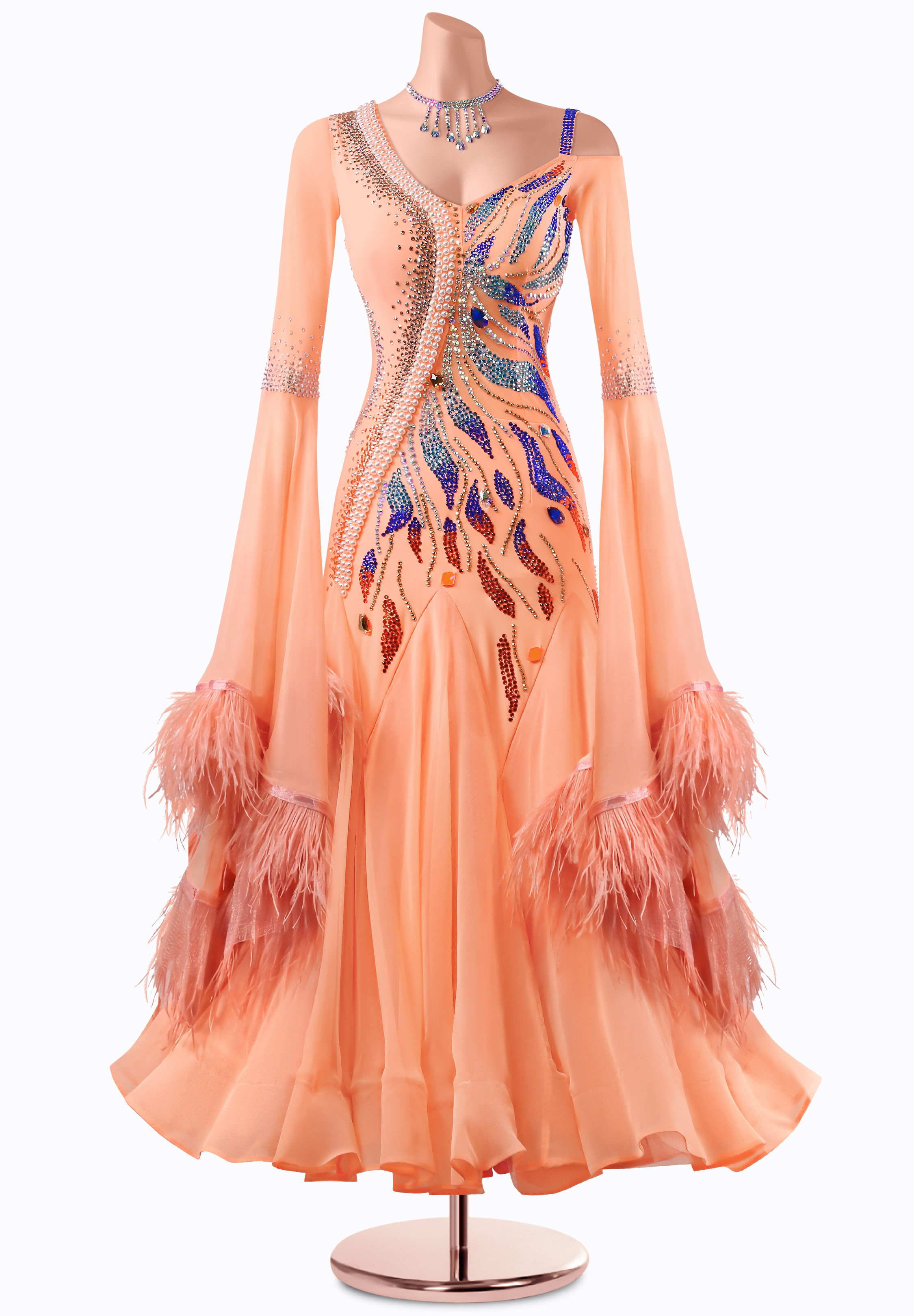 Coral Sunrise Ballroom Gown MQ-B346