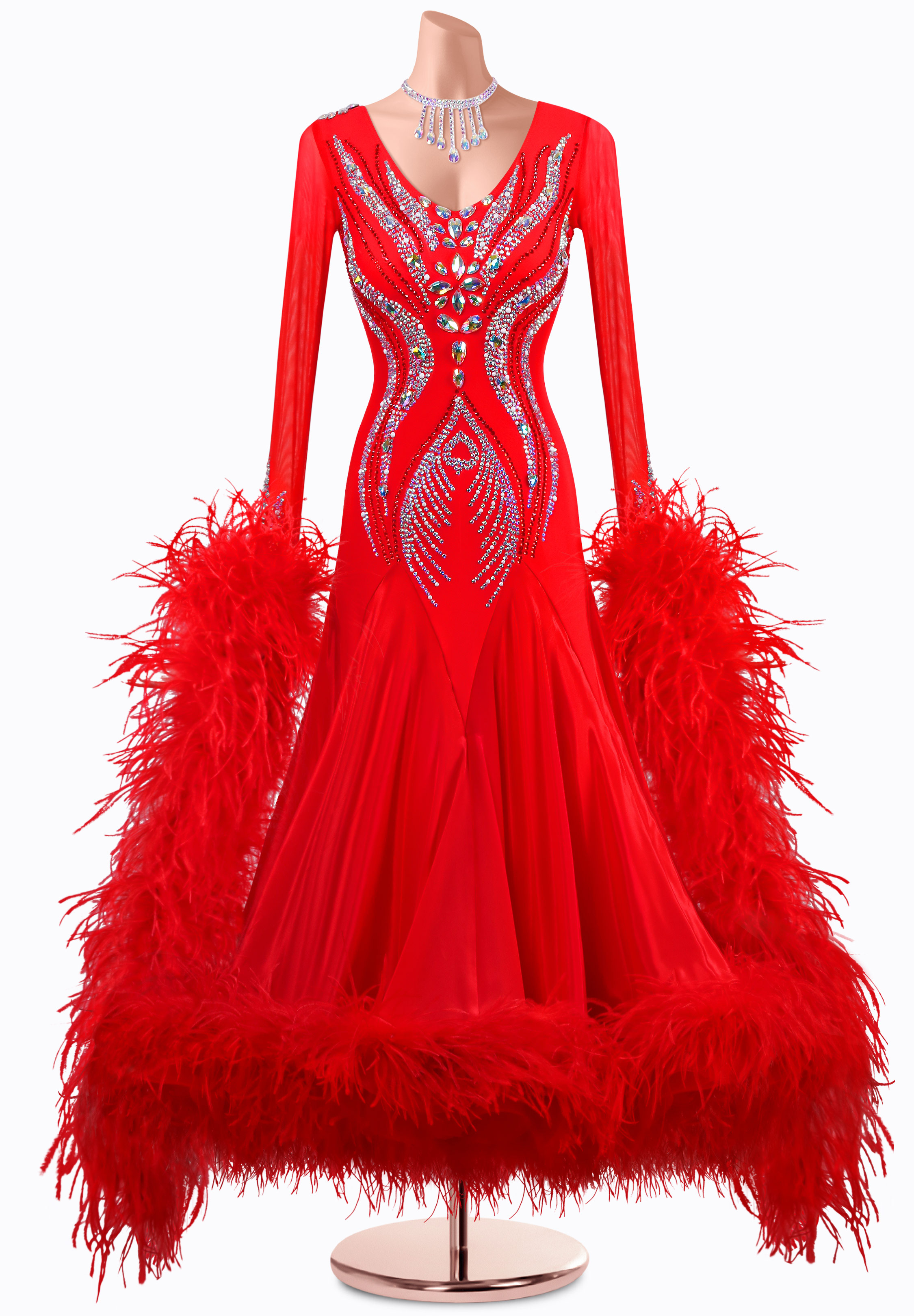 Crimson Swirl Ballroom Gown MQ-B351