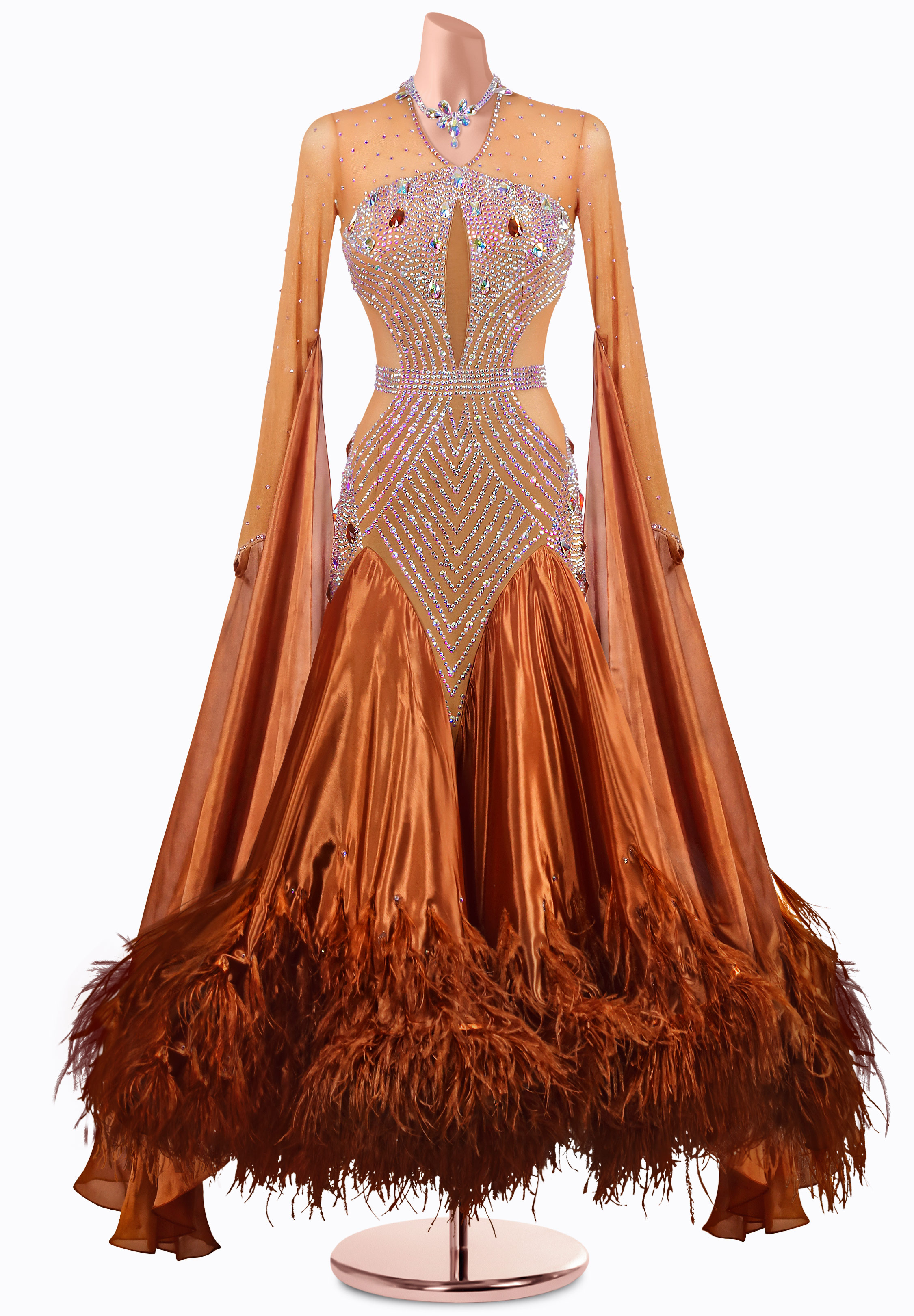 Satin Cafe Ballroom Gown MQ-B352