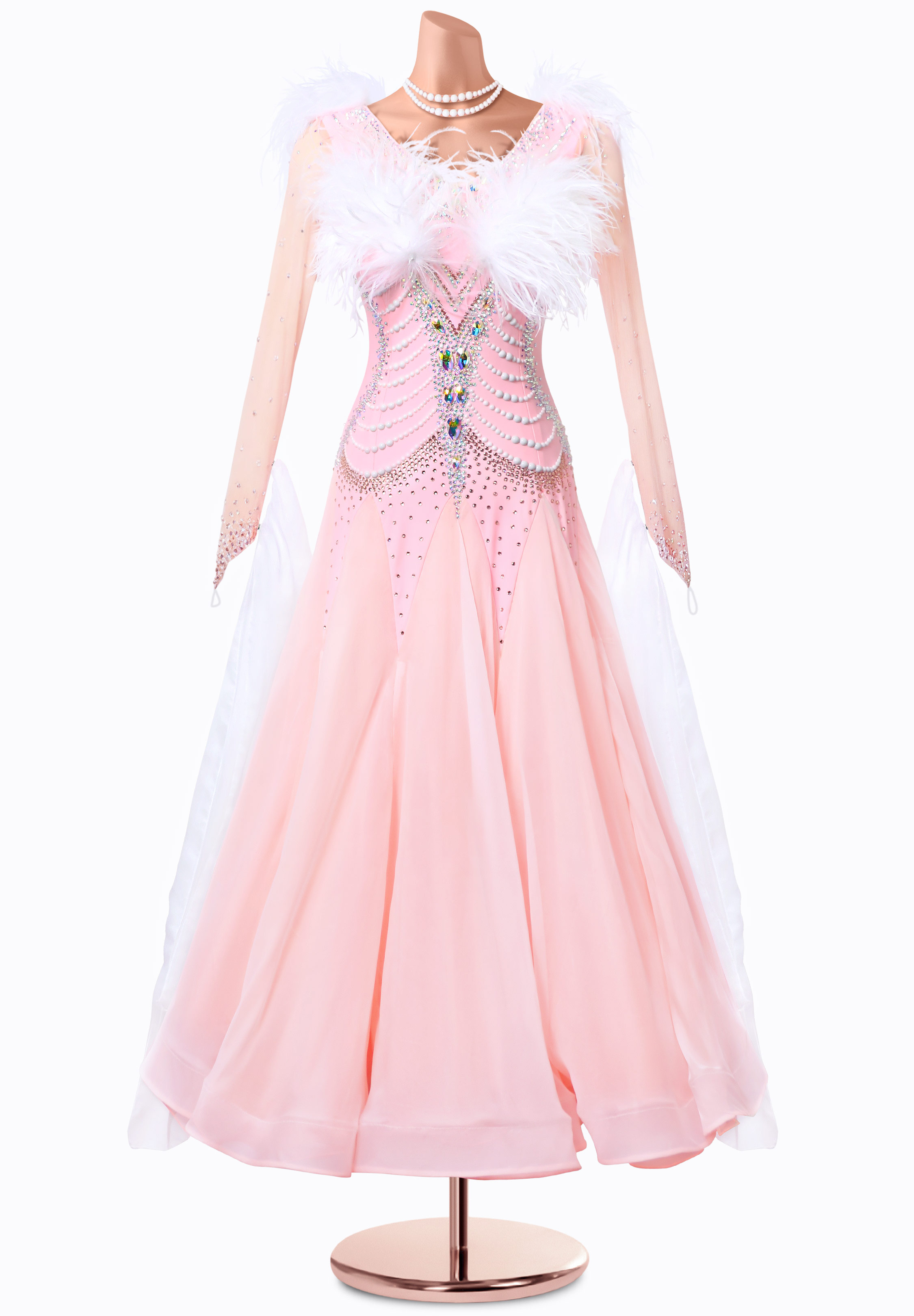 Blushing Twirls Ballroom Gown MQ-B376