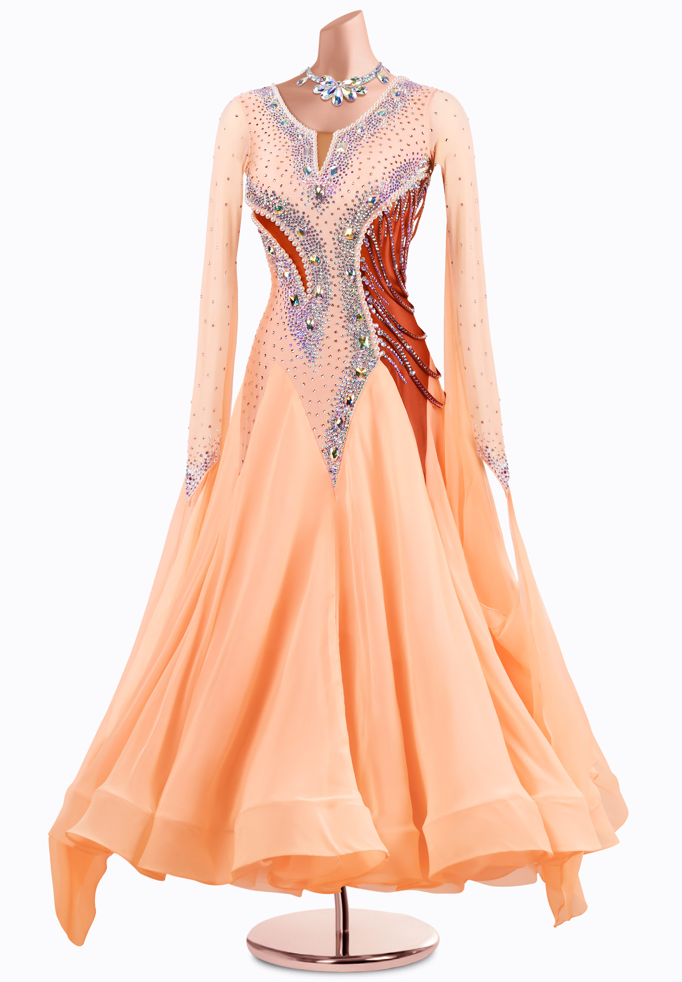 Apricot Ember Ballroom Gown MQ-B402