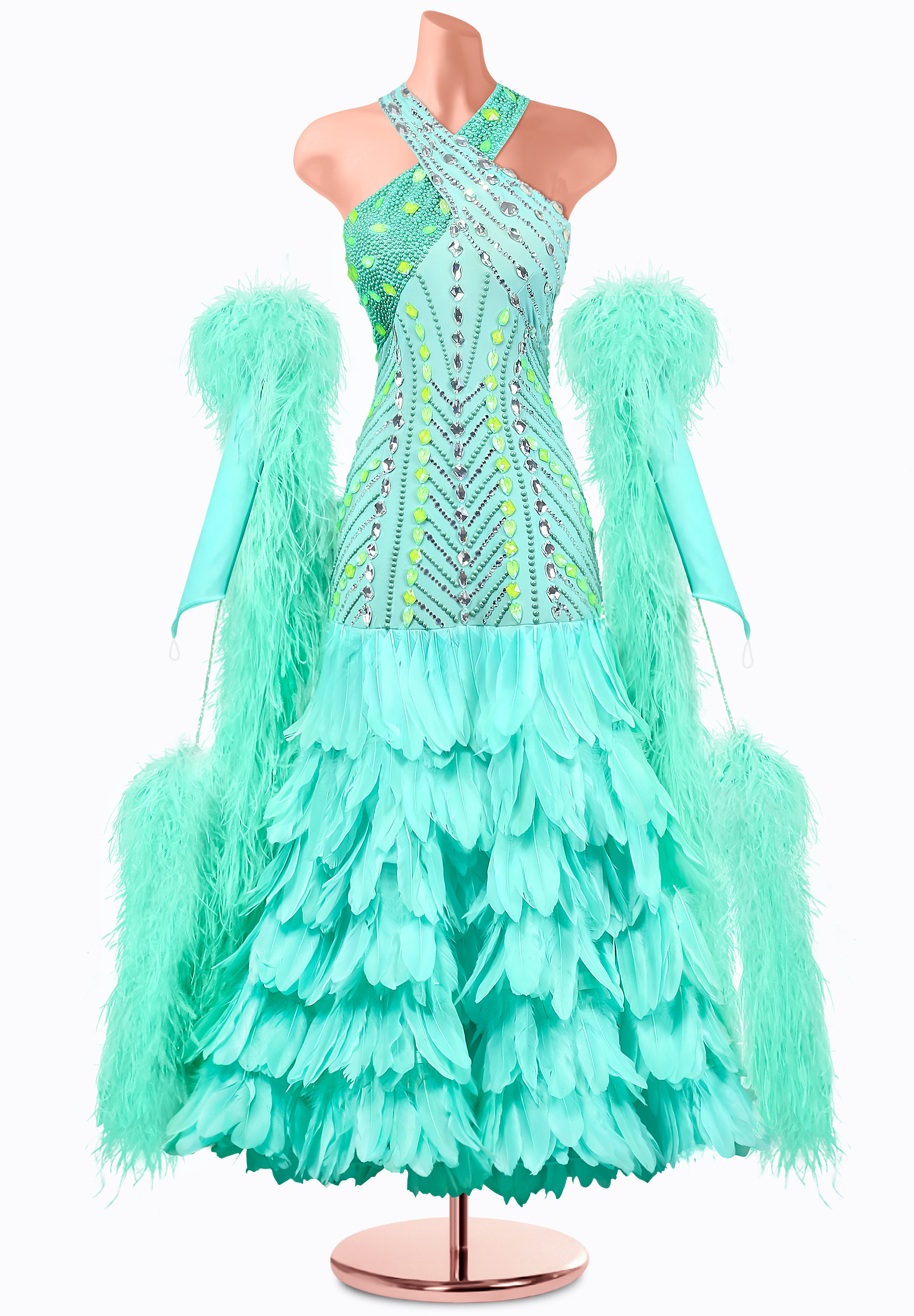 Tidal Feather Ballroom Gown MQ-B439