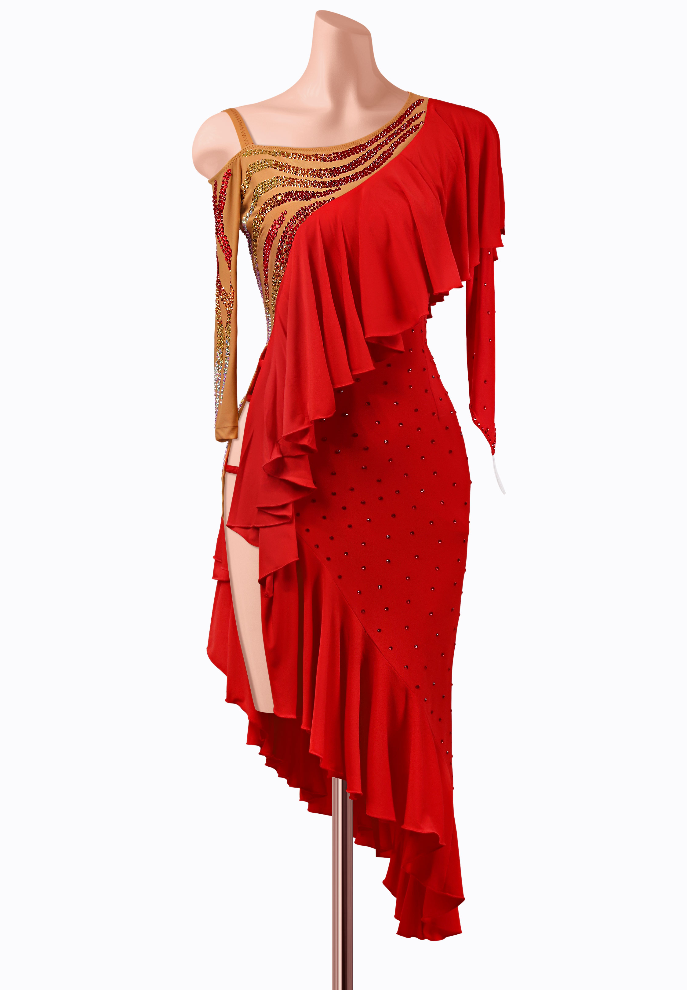 Crimson Frill Latin Dress MQ-L465