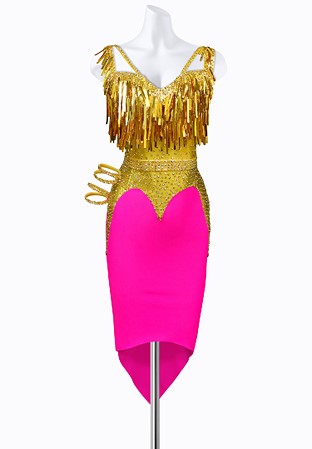 Metallic Heart Latin Dress AM-L3531