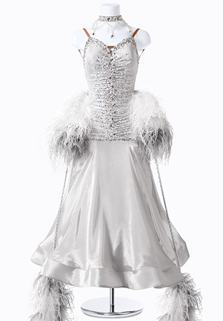 Metallic Ruched Ballroom Gown MFB0134