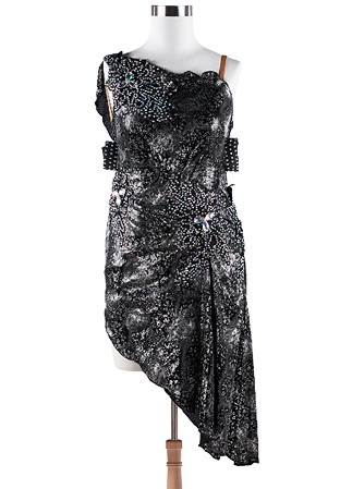Metallic Sequins Embroidery Tail Latin Competition Dress L5246