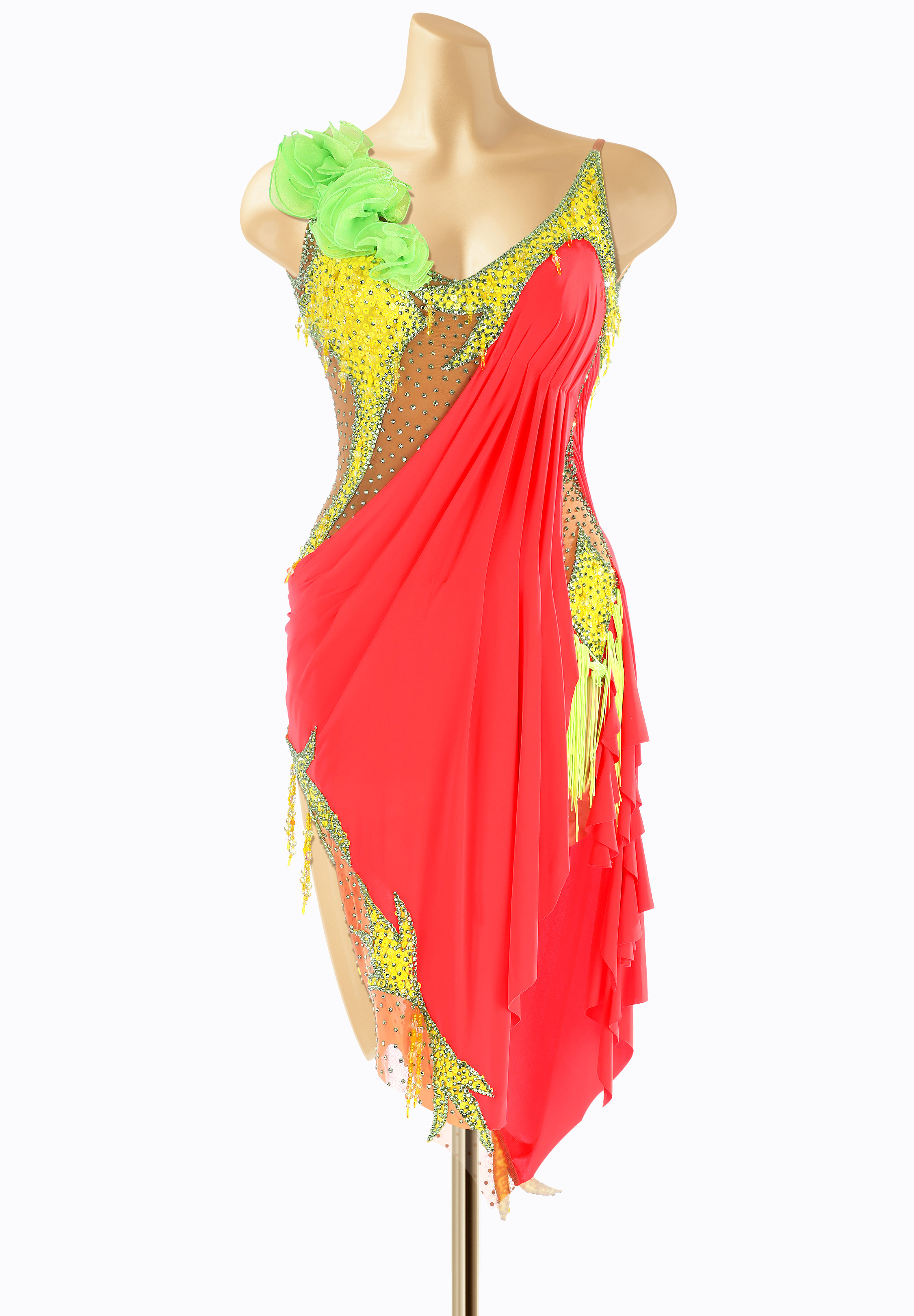 Neon Frill Latin Dress ZA-15L008