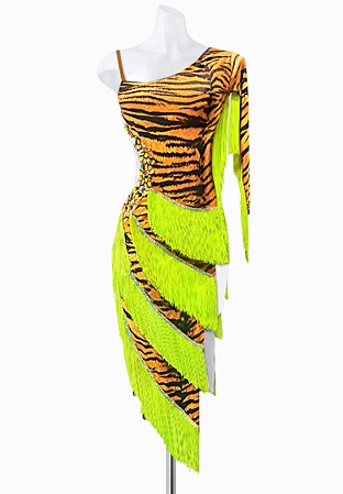 Neon Tiger Latin Dress AM-L3733
