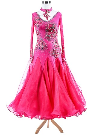 Pearl Rose Embroidered Ballroom Competition Dress VN-A5290