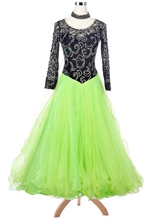 Pearly Lace Swirling Glitter Ballroom Competition Dress VN-A5171