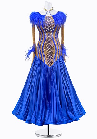 Pleated Feather Ballroom Gown JT-B3797