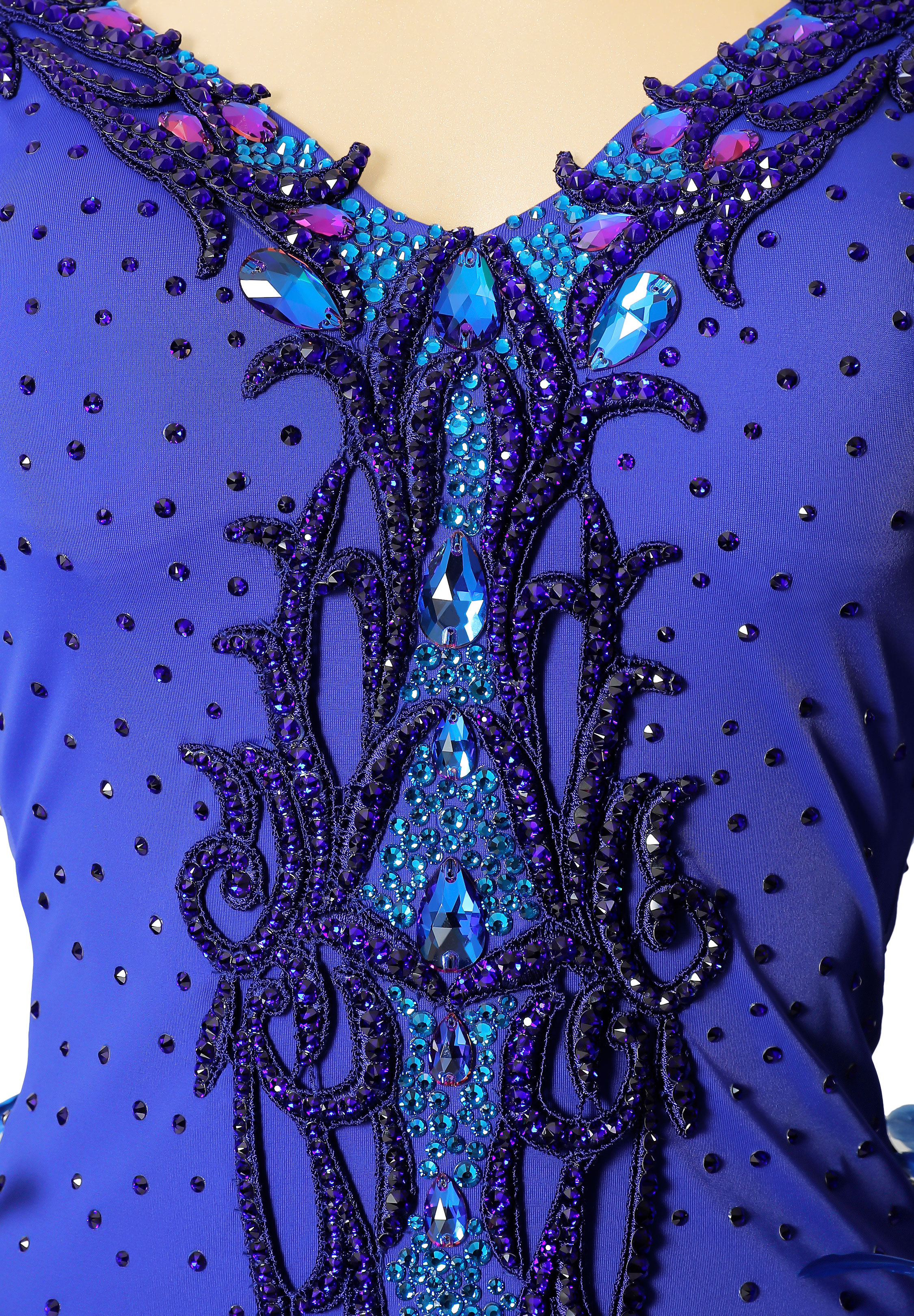 Plume Tail Studded Ballroom Dance Dress PC-WB19135