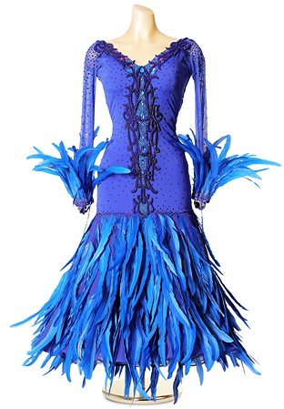 Plume Tail Studded Ballroom Dance Dress PCWB19135