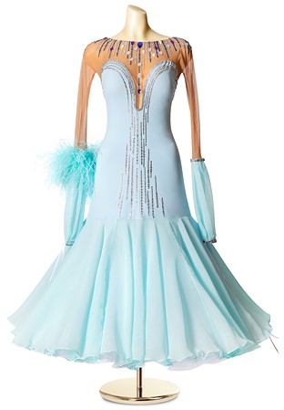 Plunging Feather Mermaid Ballroom Dress PCWB19123