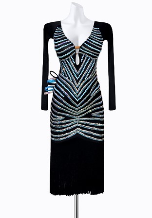 Plunging Pearl Latin Dress AM-L3304