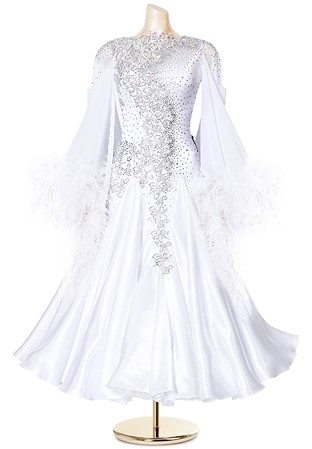 Queenly Feather Lined Ballroom Competition Dress PCWB19011