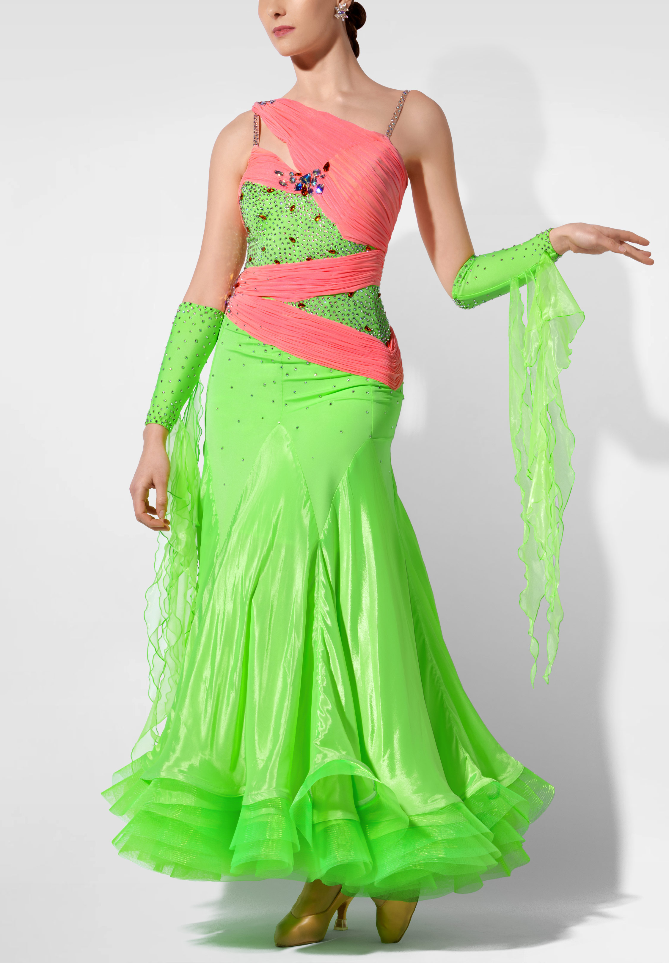 Coral Shock Ballroom Gown RS-B250048