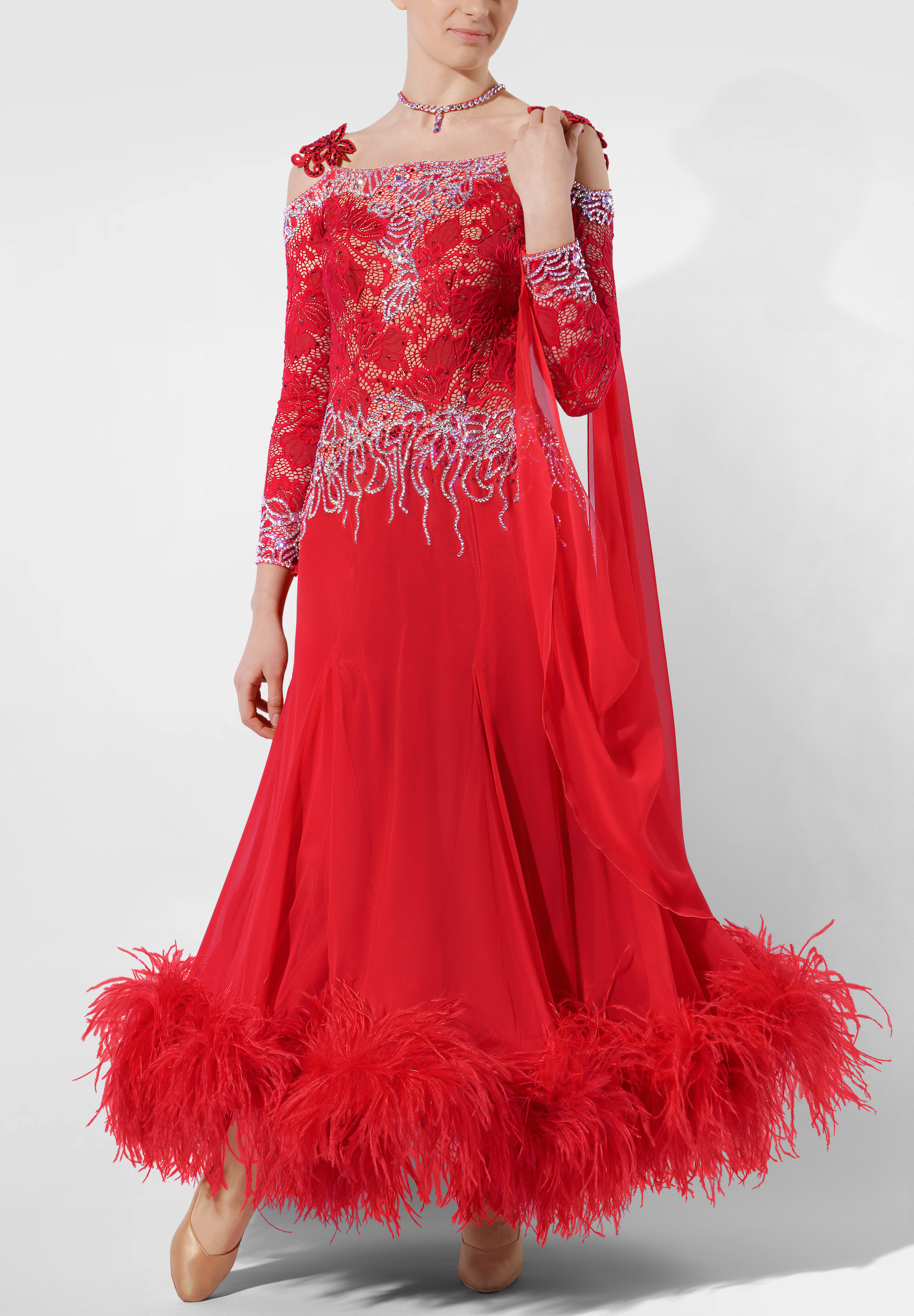 Scarlet Majesty Ballroom Gown RS-B250057
