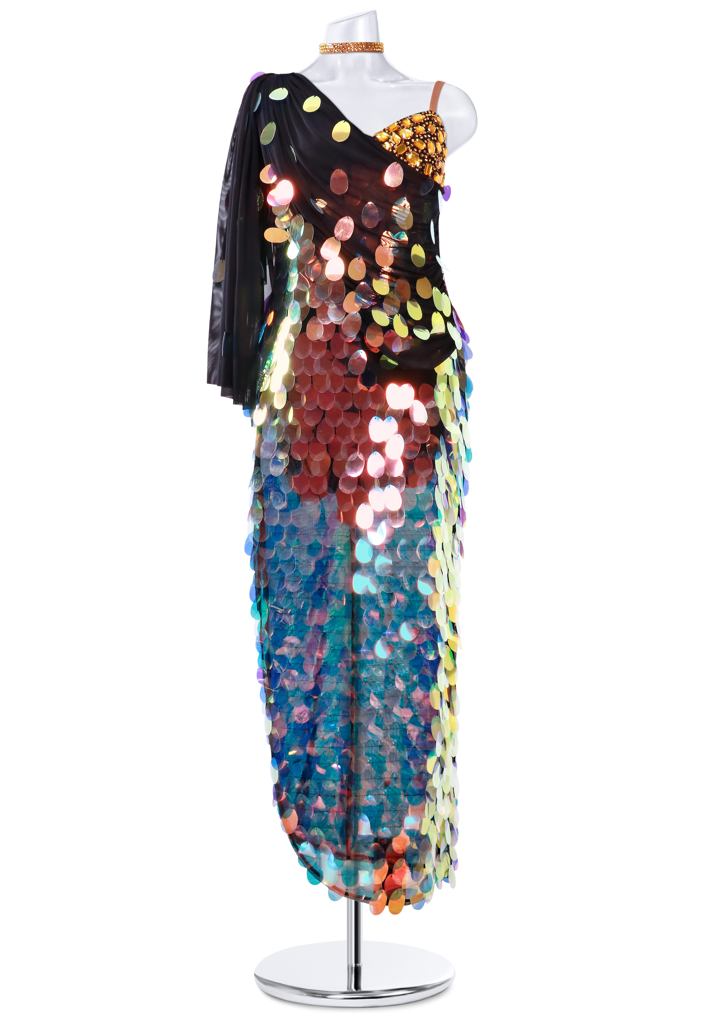 Rainbow Light Sequined Show Dance Dress MQ-L224