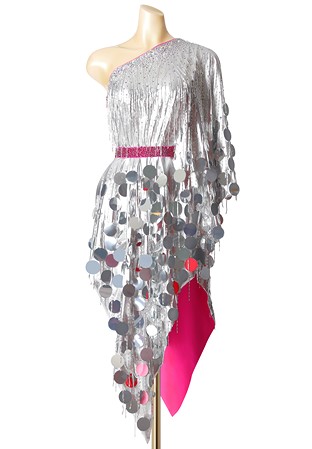 Reflective Asymmetric Latin Dance Dress PCWL19034