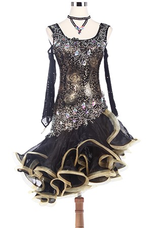 Rose Sequin Floral Motif Latin Dance Competition Dress VN-L5208