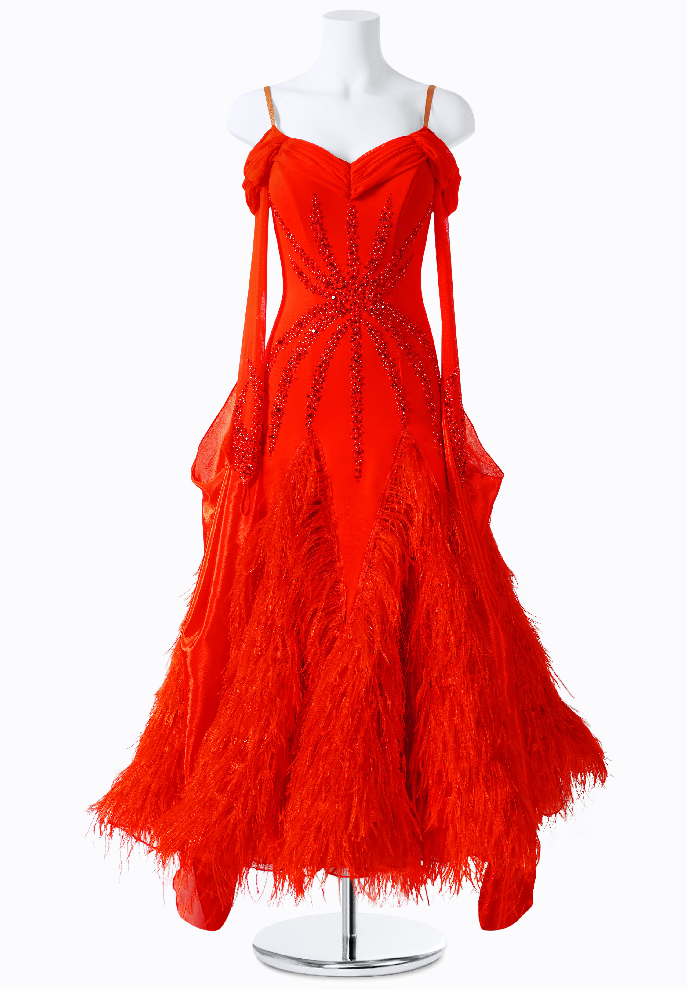 Ruched Feather Ballroom Gown MF-B0226