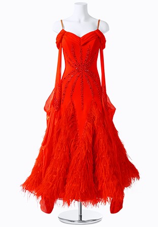Ruched Feather Ballroom Gown MFB0226