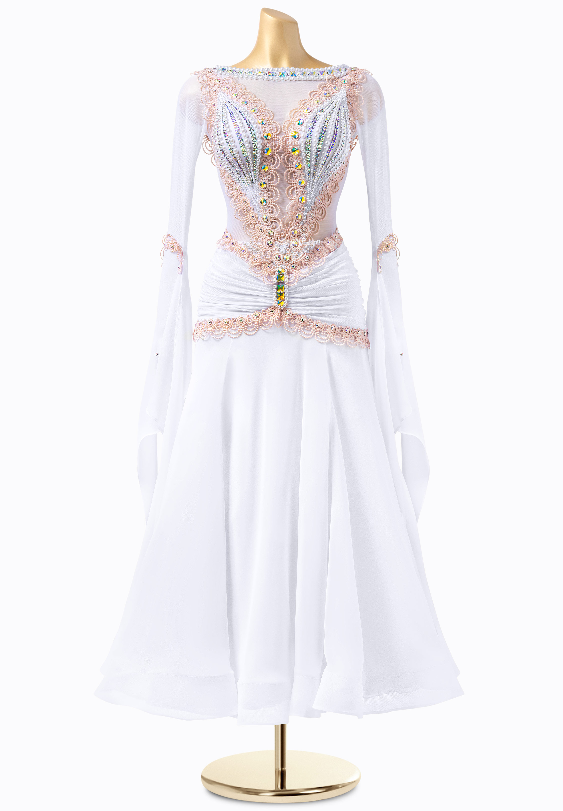 Ruched Pearl Ballroom Gown PC-WB202206