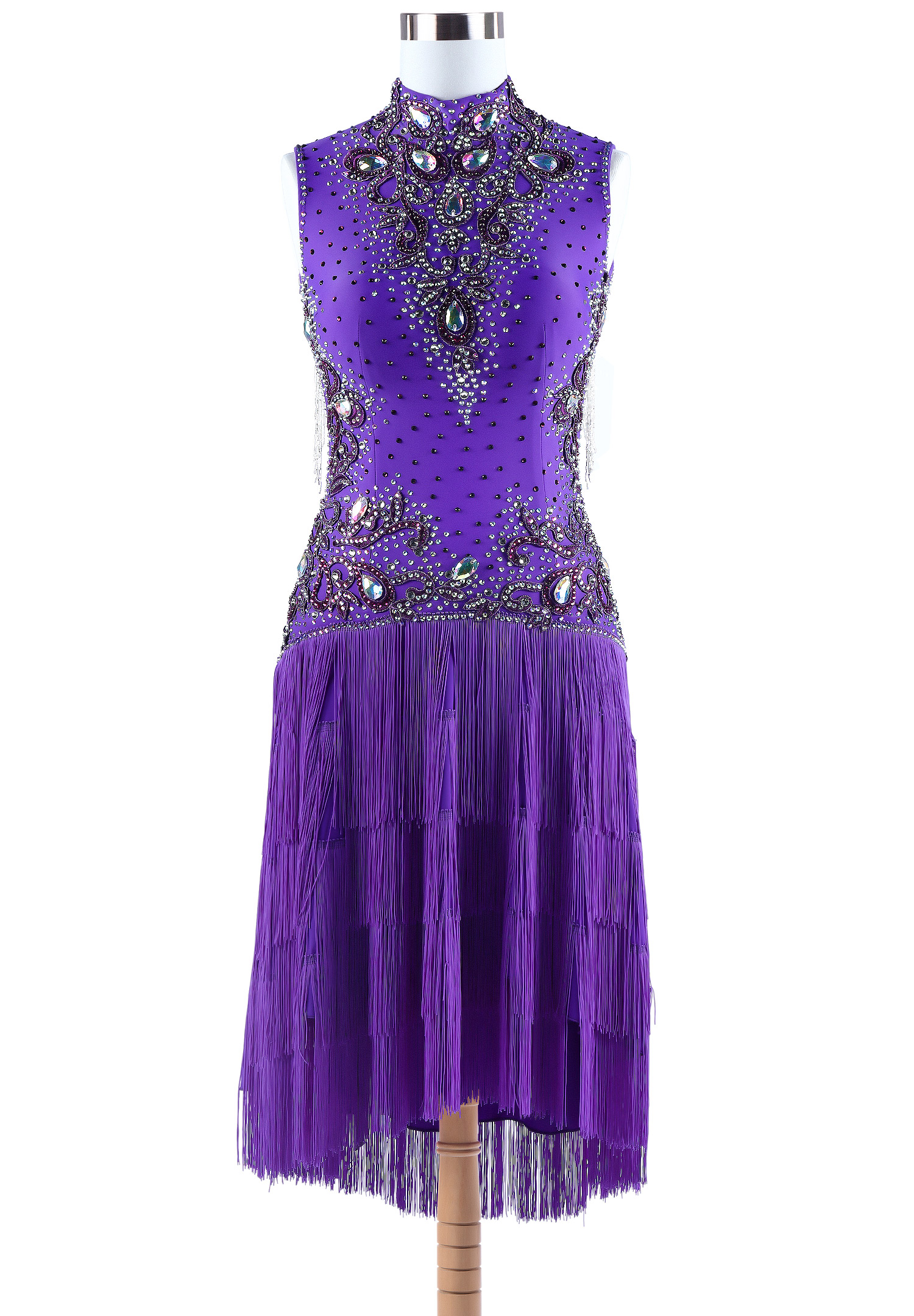 Sassy Applique Beaded Fringe Latin Rhythm Competition Dress VN-L5267