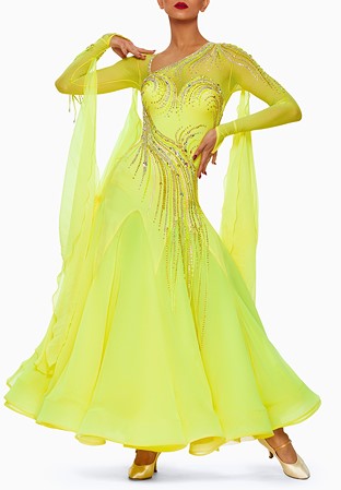 Sasuel Crystal Cascade Ballroom Gown