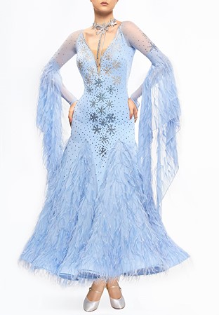 Sasuel Ballroom Feather Gown Bluebell Dream