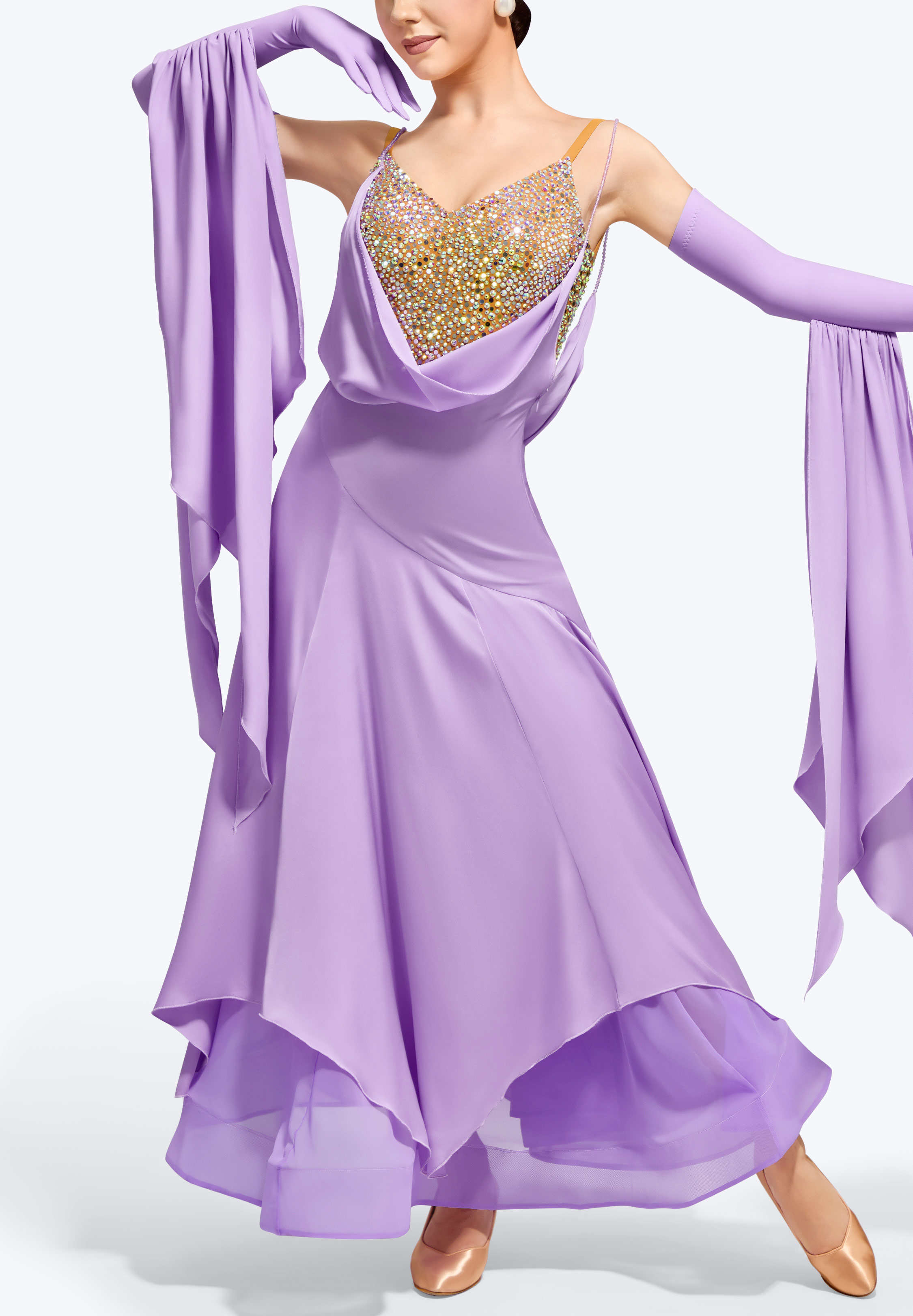 Satin Lilac Ballroom Gown TD-CM001