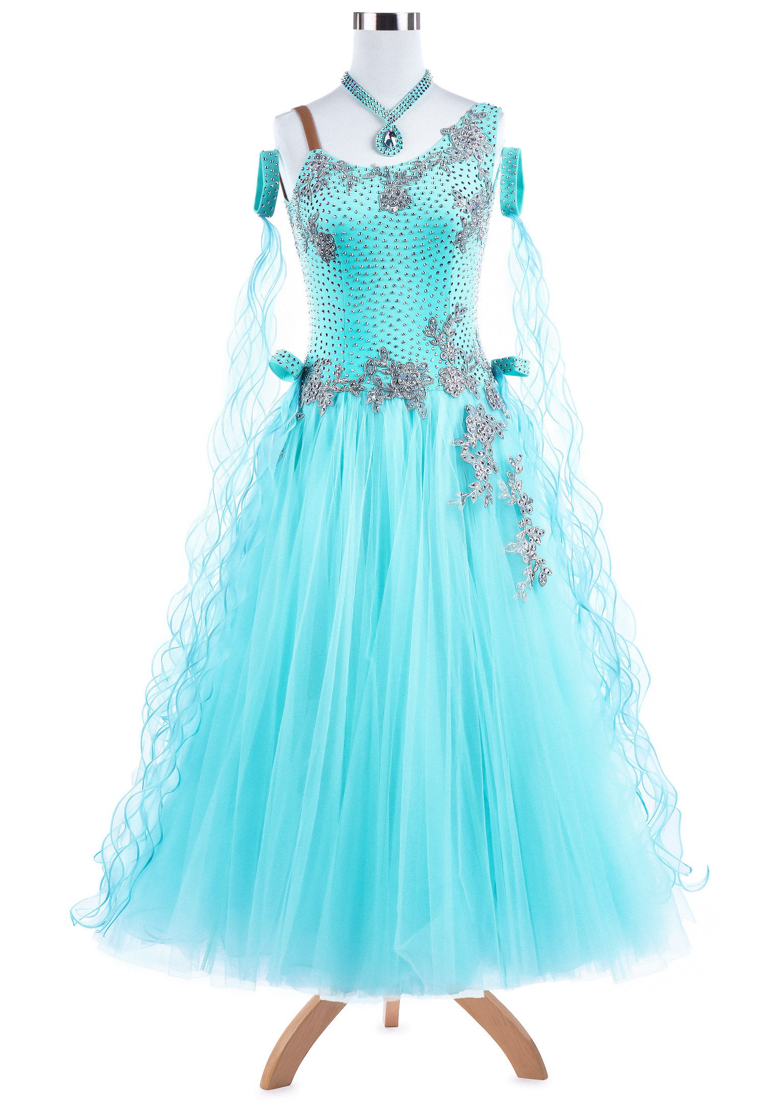 Sensational Floral Applique Fluffy Ballroom Smooth Dress VN-A5285