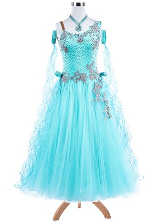 Sensational Floral Applique Fluffy Ballroom Smooth Dress VN-A5285