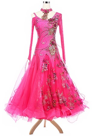 Sequin Embroidered Sparkly Flower Ballroom Competition Dress A5123