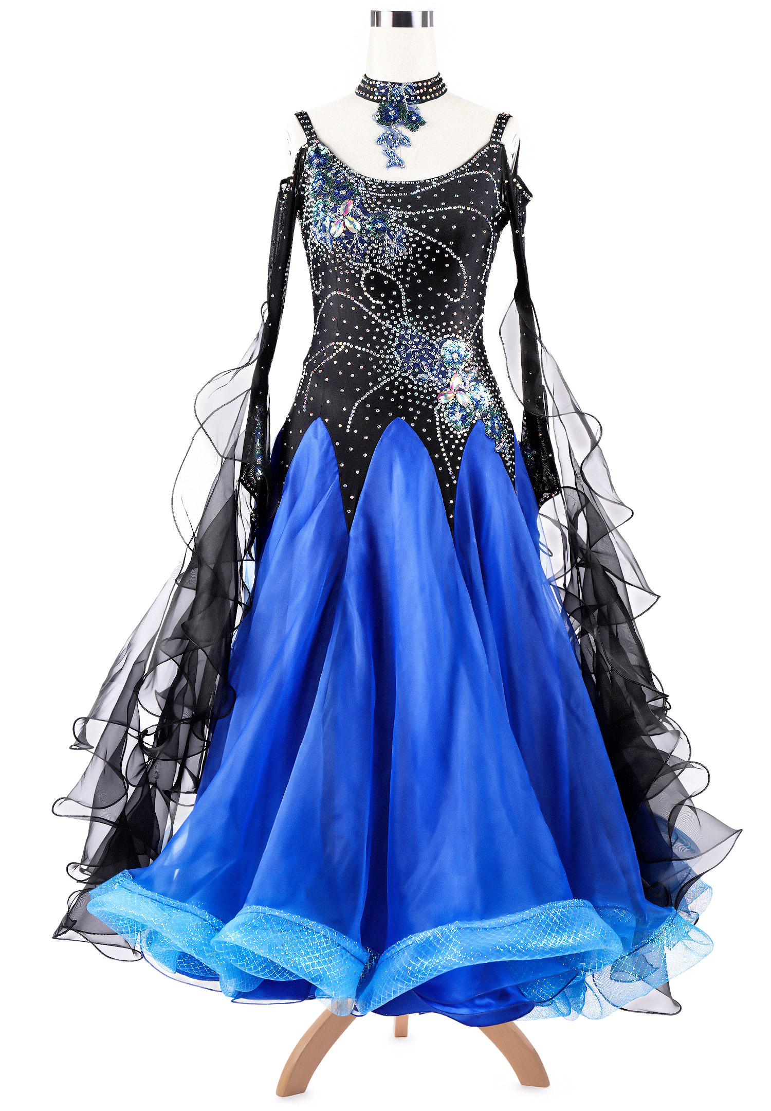 Sequin Floral Patchwork Colorblock Ballroom Competition Dress VN-A5259