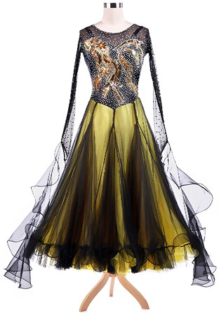 Sequin Golden Fish Ballroom Dance Competition Dress A5225