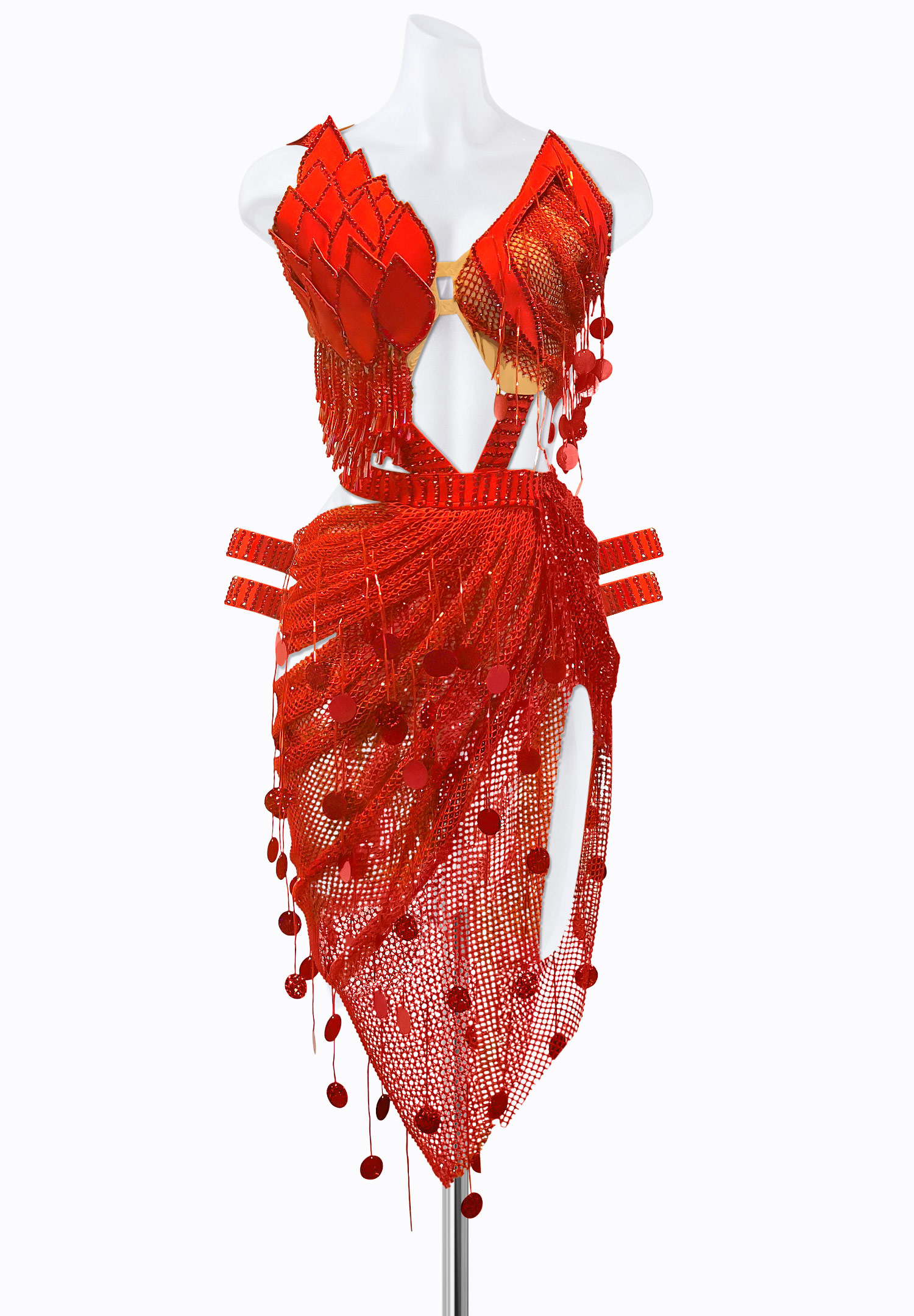 Sequin Mesh Latin Dress PR-L225179