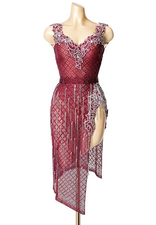 Sheer Elegant Crystal Matrix Latin Dress PCWL19052