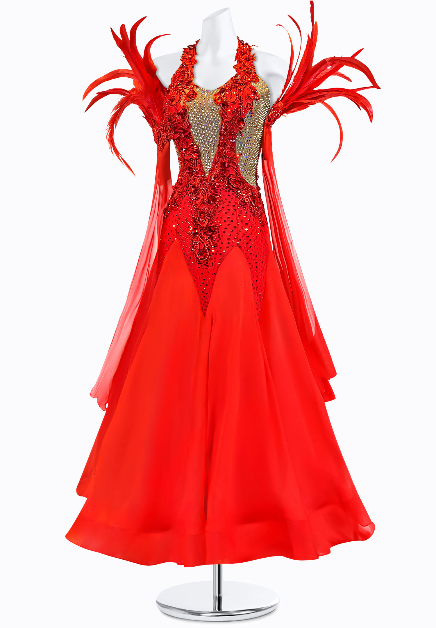 Sheer Flame Ballroom Gown PR-B220059