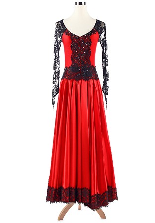 Sheer Lace Accents Gleamy American Smooth Dress VN-A5240