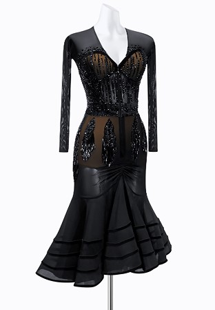 Sheer Midnight Latin Dress PR-L225238