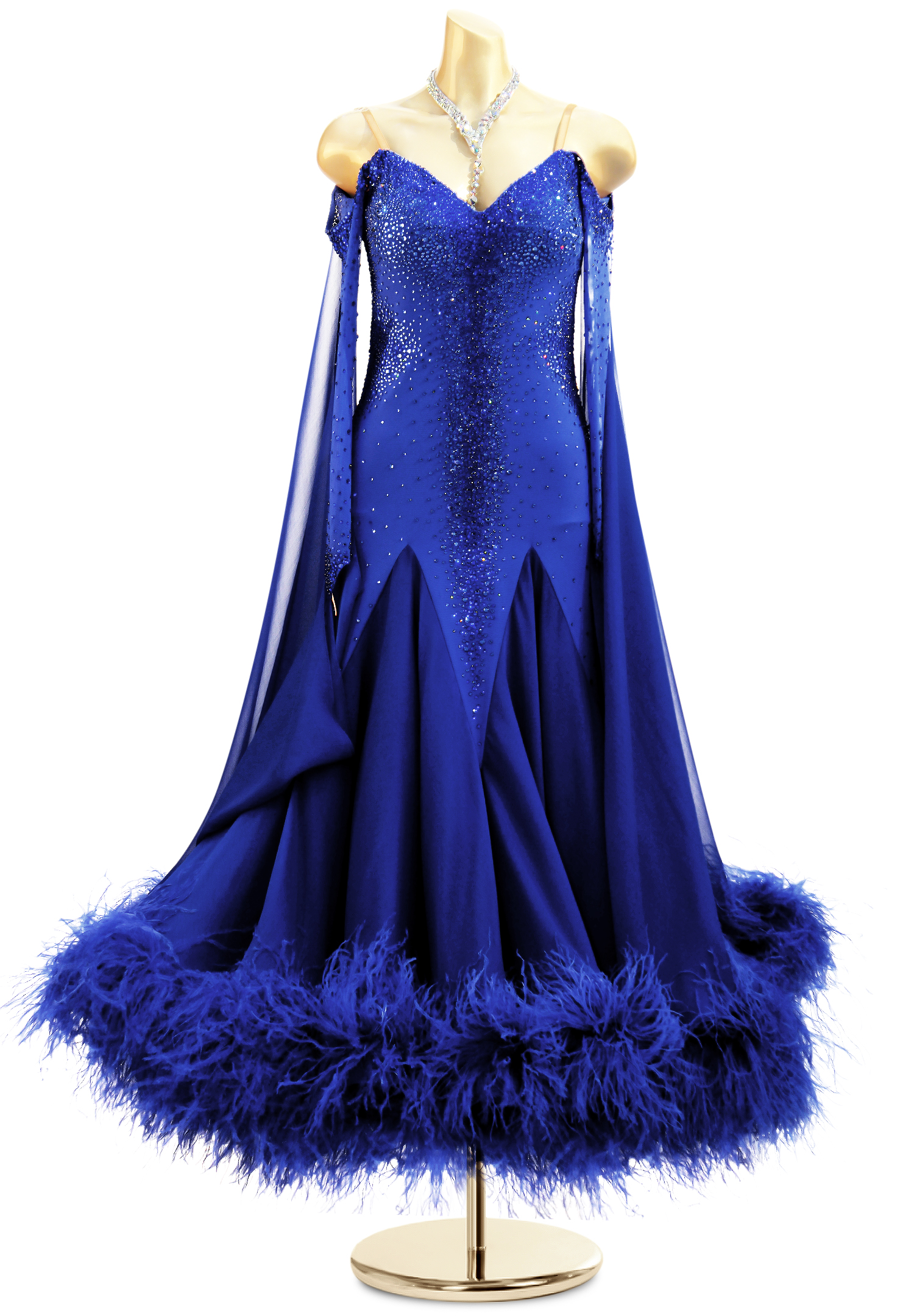 Shimmering Feathered Ballroom Gown PCWB18024 International Ballroom