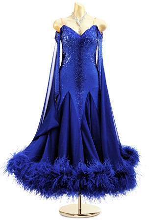 Shimmering Feathered Ballroom Gown PCWB18024